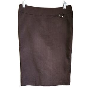 Michele Pencil Skirt Vintage Women's size 14 Lined Braid Pattern 80s Retro Brown